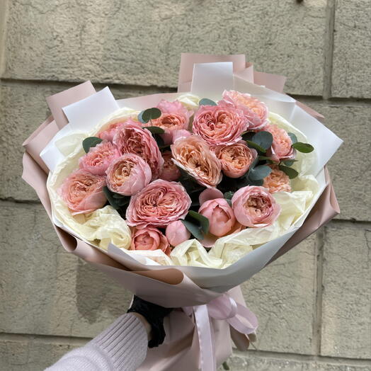 Букет🩷🎀 «Шепот нежности» 🌸из пион роз Джульетта
