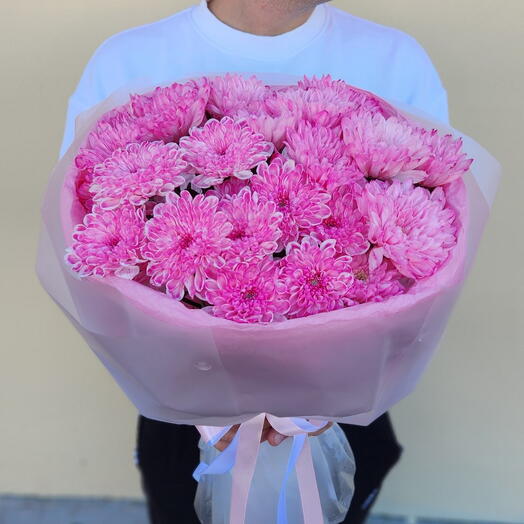 Букет 🎀 Розовый🎀 из кустовых хризантем 5шт