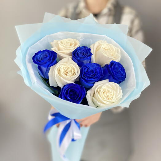 Букет белых и синих роз 🤍💎💙