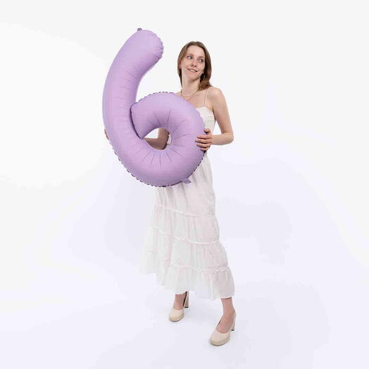 Фольгированный шар «Цифра 6» лавандовый матовый / Декор на день рождения