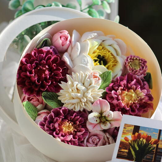 Зефирный букет в шляпной коробке!💐💐💐