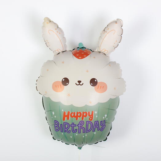 Шар из фольги «Happy Birthday» (кексик с зайчиком) | 24" (55 см)