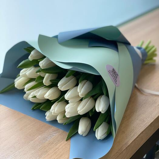 💙 Белые тюльпаны 23 шт