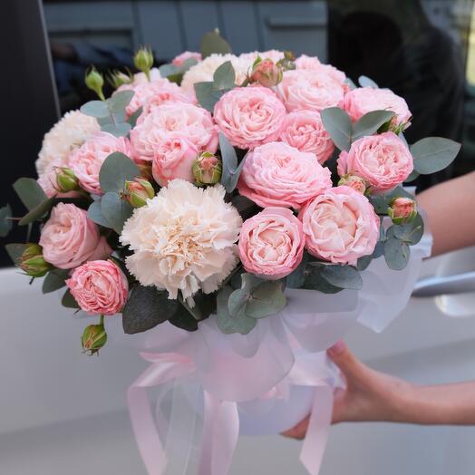 Peony bush rose in a box
