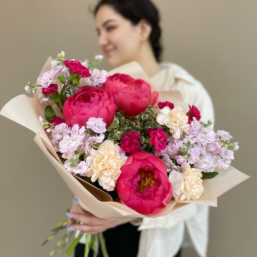 Букет для романтичной девушки 😍с пионами