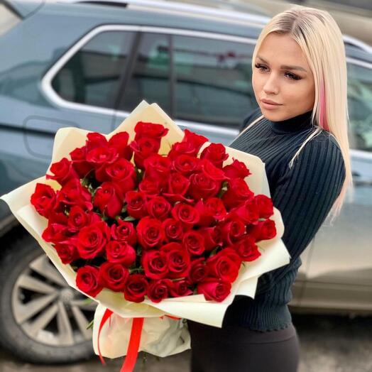 51 Roses with a large bud