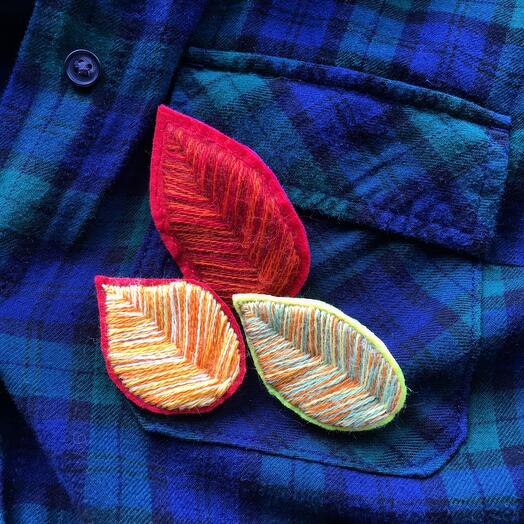 Set of embroidered brooches Autumn