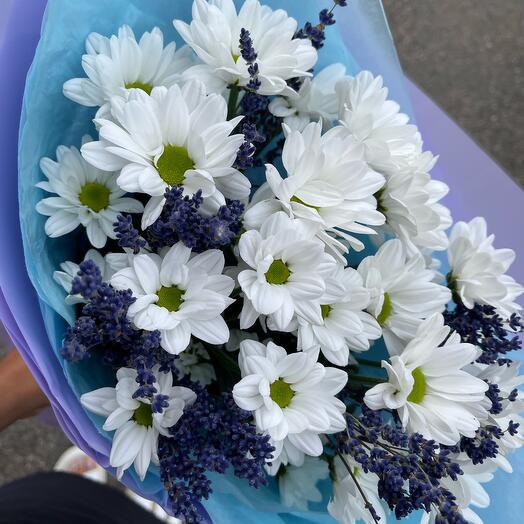Ромашки с Лавандой в букете невероятного аромата и стиля для самой любимой