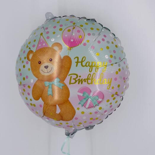 Шарик с гелием мишка happy birthday