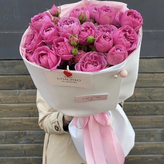 Peony bush pink roses in white decoration