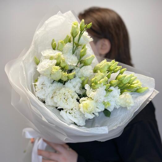 Эустома махровая белая моно 7