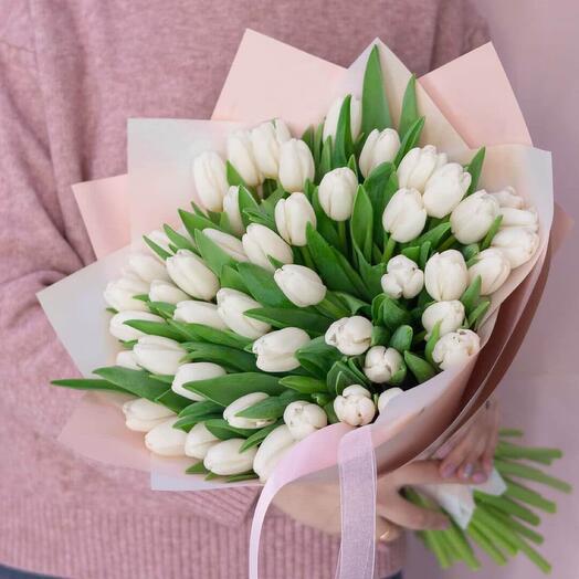 Bouquet of 49 white tulips