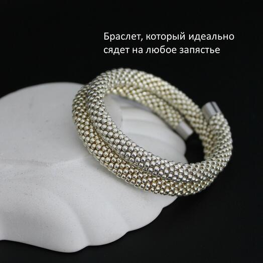 Браслет ручной работы многорядный, украшение из бисера на руку