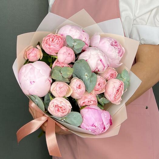 Bouquet of peonies. Pink Peonies and Bush Roses Mansfield Park