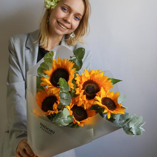 Подсолнух с эвкалиптом 5 🌻