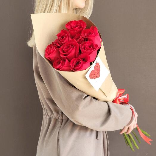 Красные розы 9 штук🌹