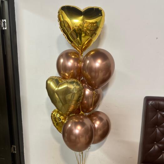 Rose gold, стильный набор гелиевых шаров. Хит осени