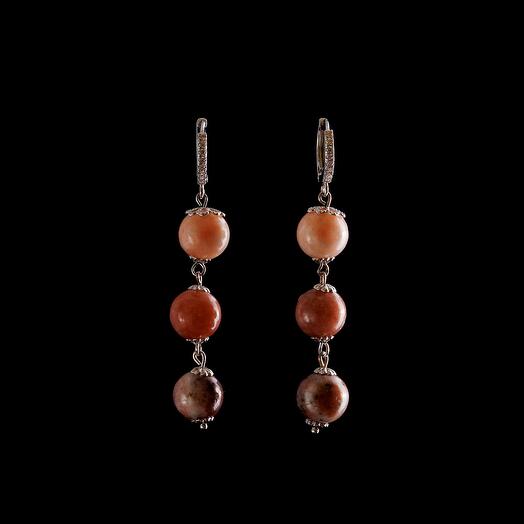 Серьги из вишнёвой яшмы 11151-0045