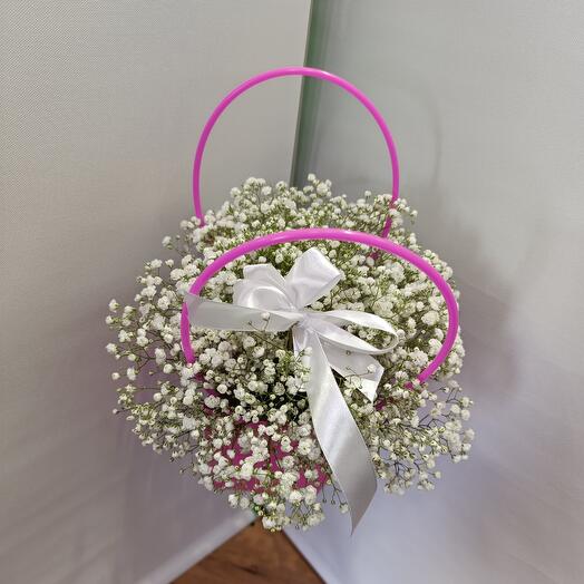 Композиция 3 шт. белые гипсофилы в сумочке, гипсофила белая Голландия