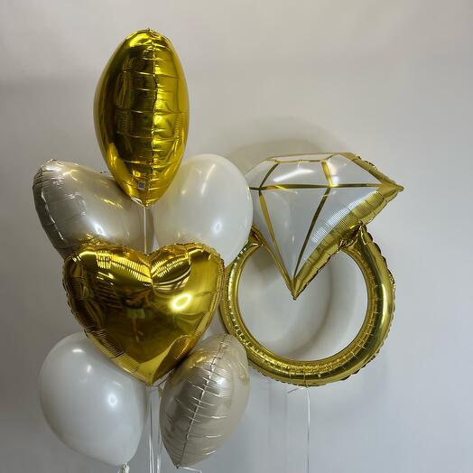 Набор шаров с гелием. Композиция из Шаров Обручальное кольцо на девичник