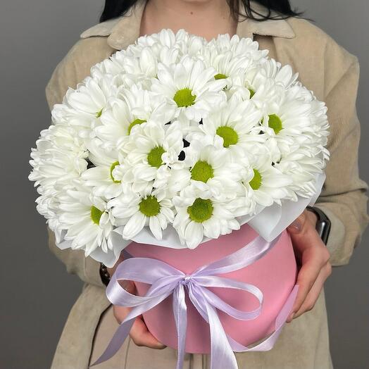 Цветы в коробке «Ромашки» M