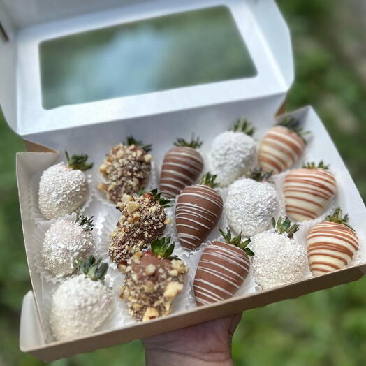 Coconut coated chocolate strawberries