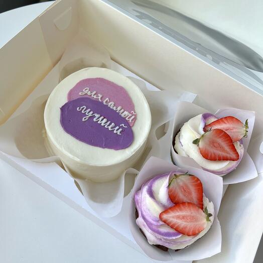 Set of bento cake+cupcakes 2 pcs "For the best"