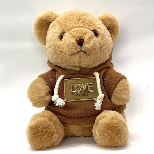 Мишка в худи LOVE светло - коричневый