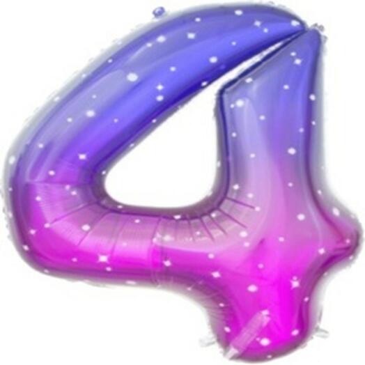 Шар цифра 4 Сияющий космос 102см