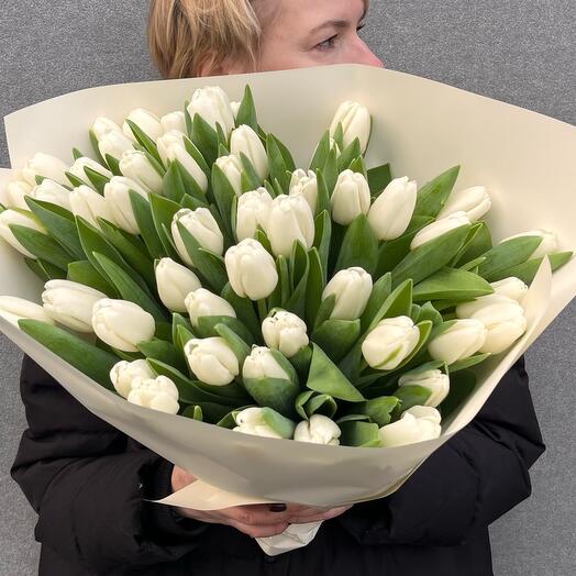 49 white tulip bouquet