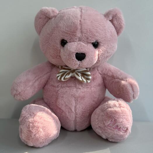 Мишка с бантиком розовый