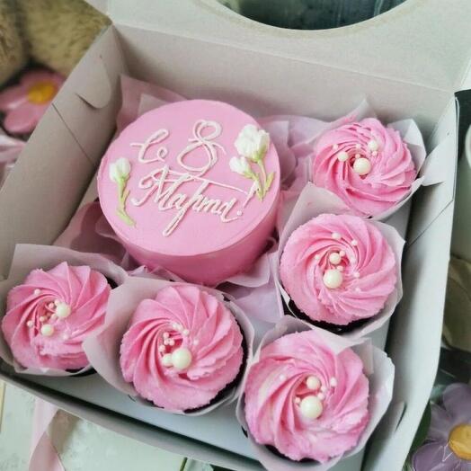Бенто и капкейки на 8 марта, набор сладостей для девушки, маме, бабушке