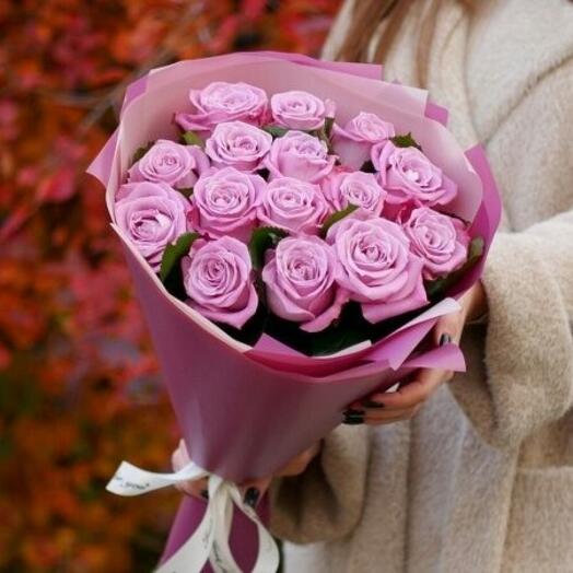 Ramo de rosas Lilas, 15 piezas