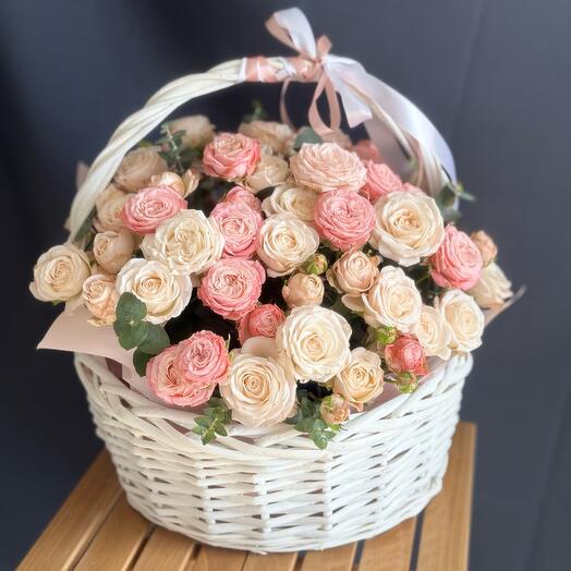 Basket of bush roses