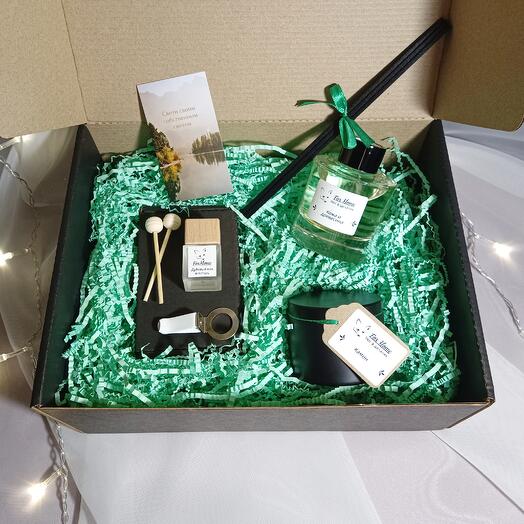 Подарочный набор "Вечер у камина": ароматическая свеча, диффузор для дома, диффузор для автомобиля