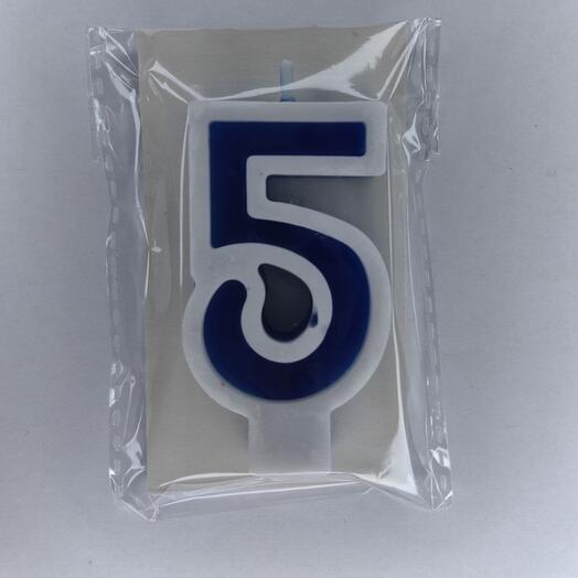 Цифра 5 синяя