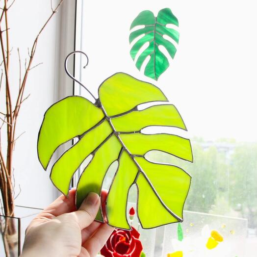 Электронный Подарочный сертификат на мастер класс Витражный - "Монстера"