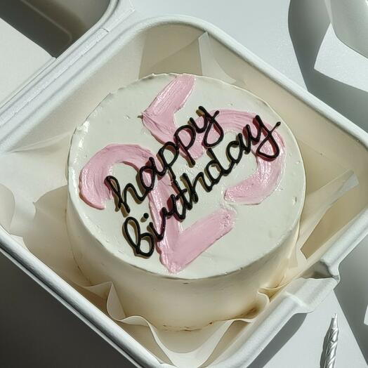 Бенто-торт с розовой цифрой "happy birthday"