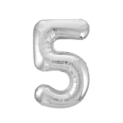 Фольгированный шар «Цифра» 5, Серебро