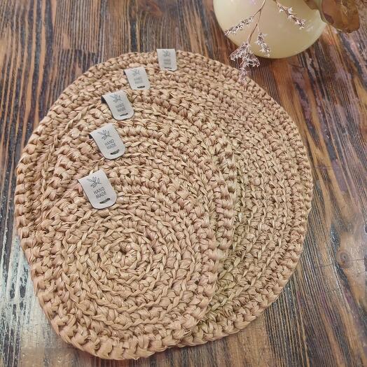 Сервировочный набор рафия беж