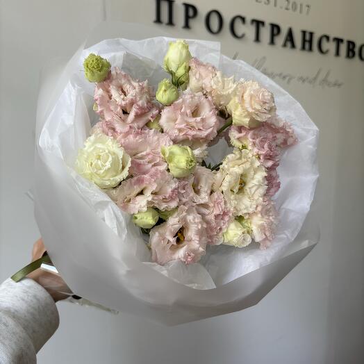 Моно из бело-розовой эустомы