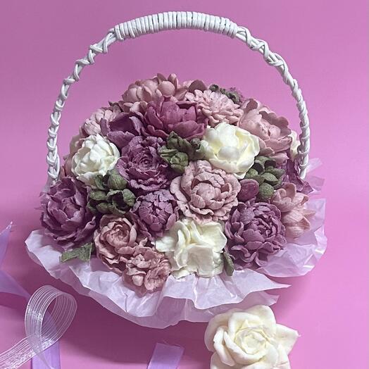Корзина цветов из зефира
