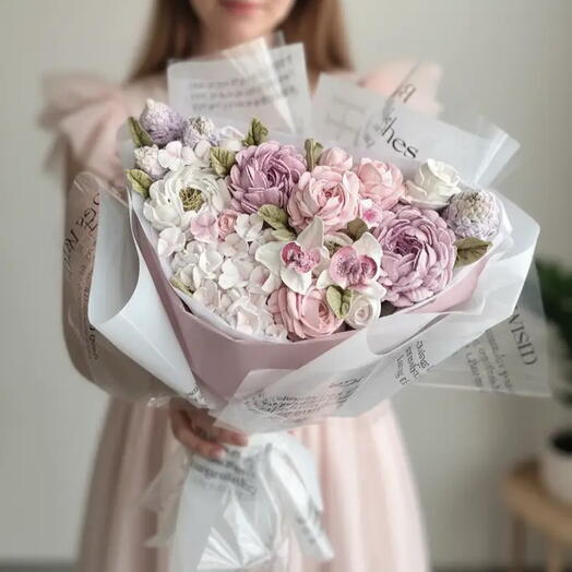 Каскадный зефирный букет 💐 подарок на 8 марта, девушке, жене, маме