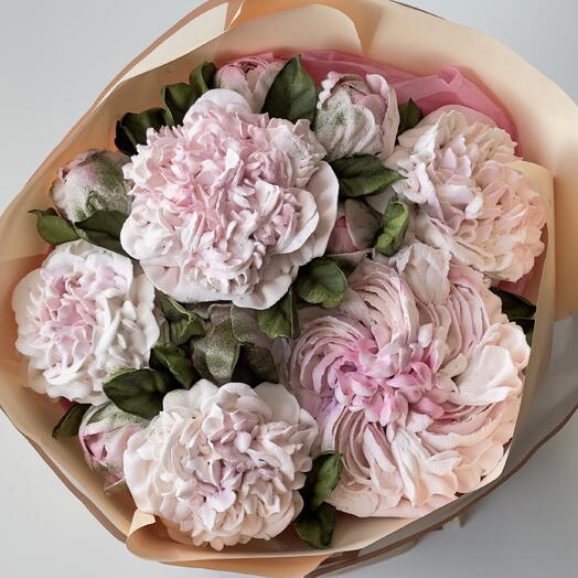 Букет зефирных пионов для мамы, букет маме
