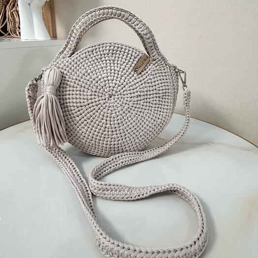 Круглая сумка с кистью (ручная работа)