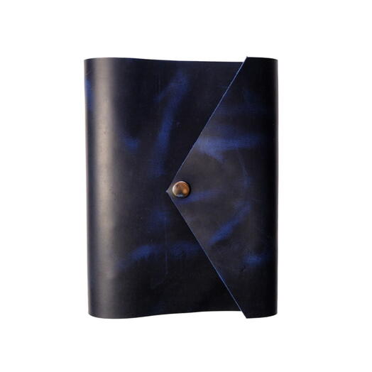 Кожаный блокнот А5 Синий "На кнопке"