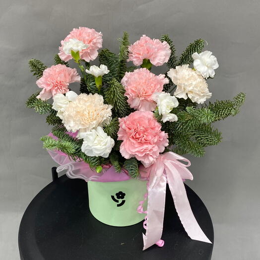 Композиция из диантусов и нобилиса