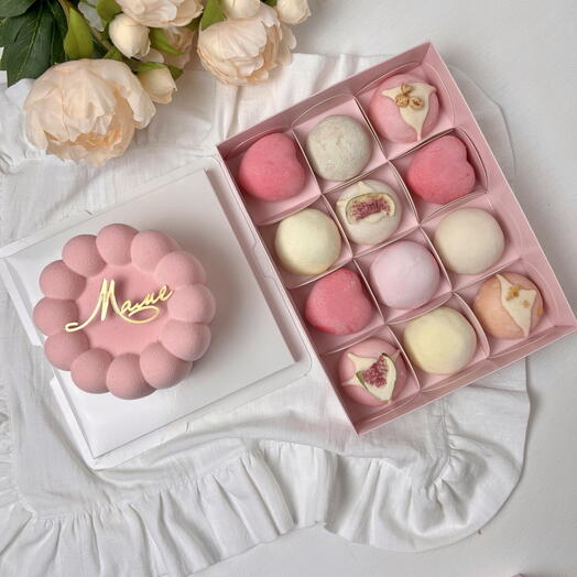 Подарочный набор Муссовый бенто "Тропики" + большой набор моти