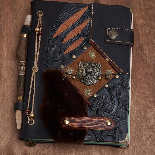 Кожаный Авторский Блокнот Медведь А5 для записей / новогодний подарок