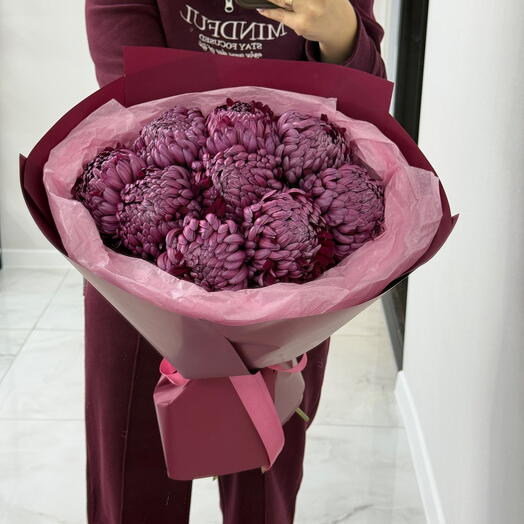Букет винной хризантемы бигуди